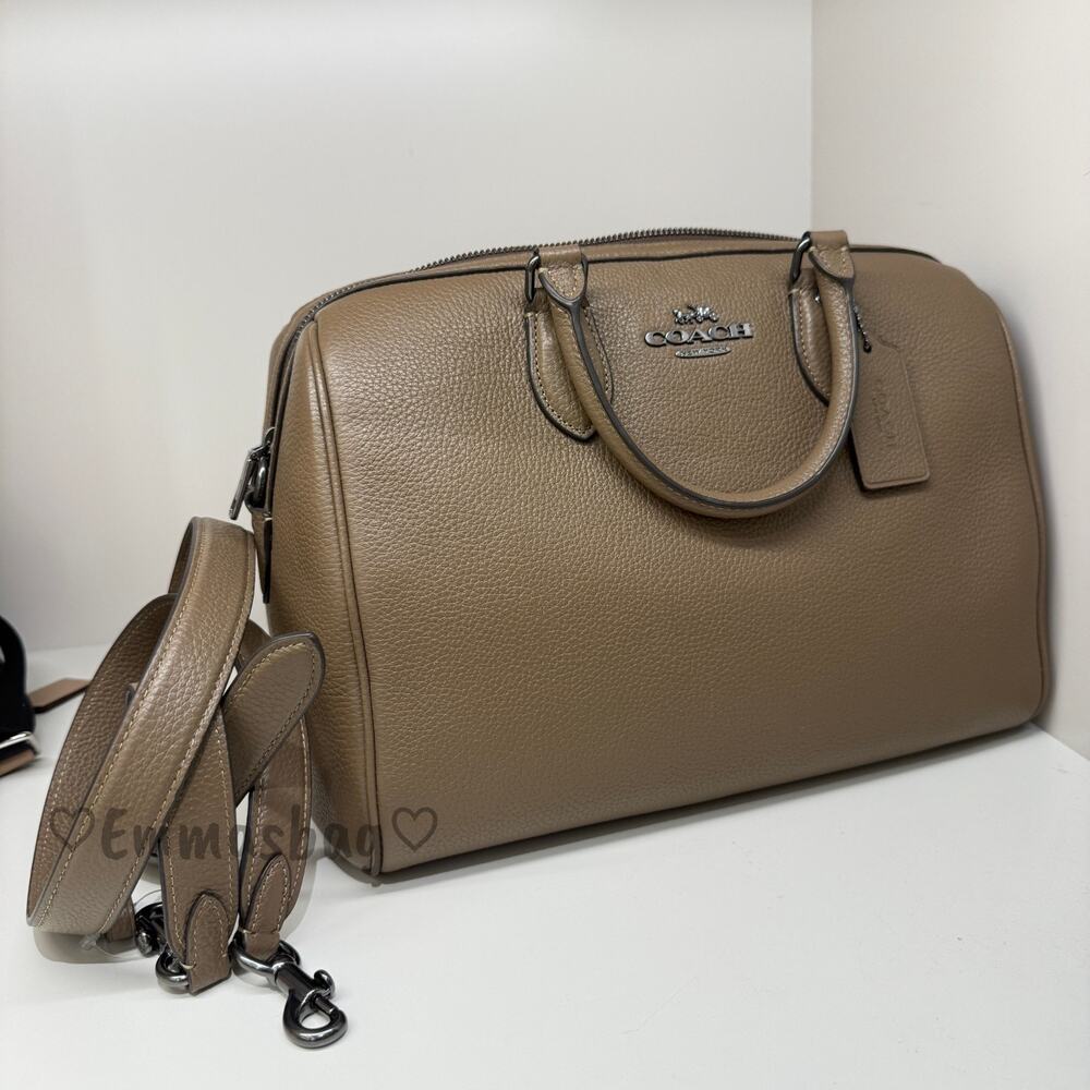 Coach Rowan Large Satchel Bag CV960 pebbled leather/Gunmetal/Dark Stone - Picture 7 of 8